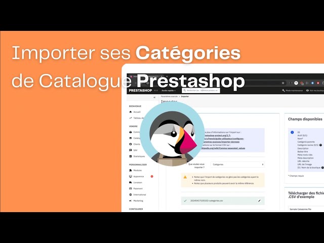 #PRESTASHOP : Importer ses CATEGORIES format csv dans son CATALOQUE