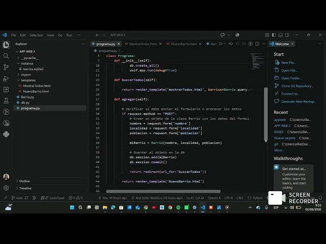 Aplicación WEB con Python Flask y SQLALchemy-Gestión de barrios 