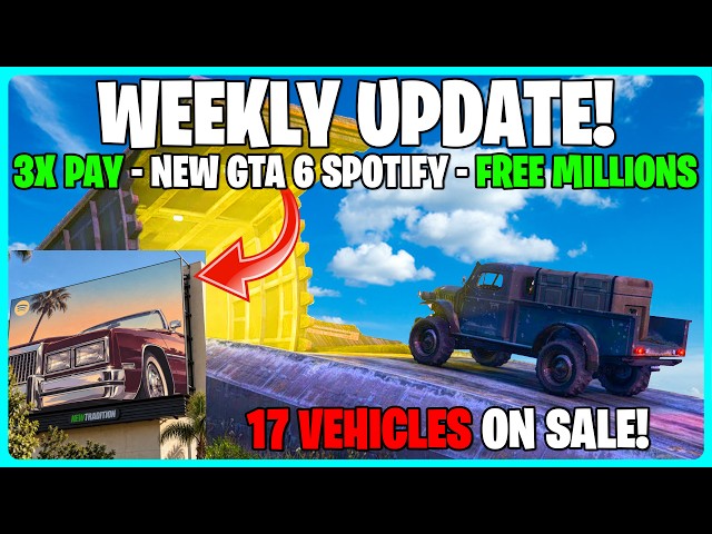 GTA ONLINE WEEKLY UPDATE - NEW SPOTIFY GTA 6 MARKETING - FREE MILLIONS - BONUSES & MORE!