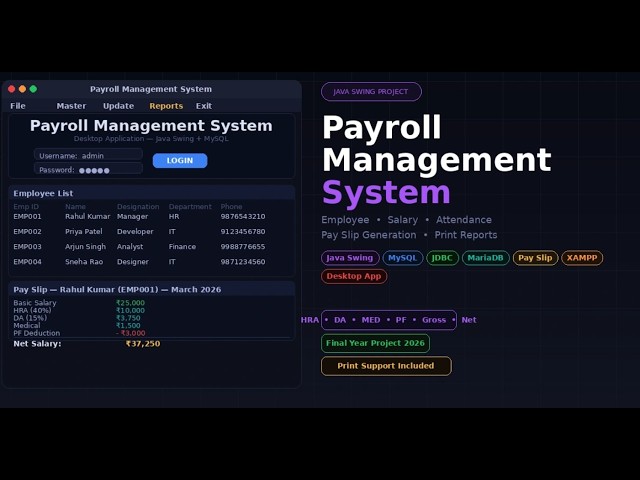 Payroll Management System in Java Swing + MySQL | Full Project with Source Code