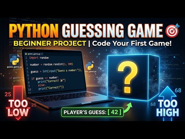 Python Number Guessing Game 🎯 | Beginner Python Project | Python Tutorial🐍🎯