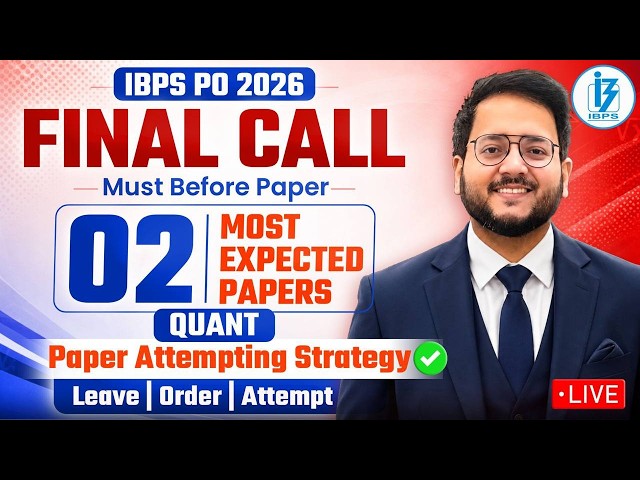 🔴 IBPS PO Prelims 2026 Quant Paper ✅✅ IBPS PO 2026 Quant Most Expected Papers || Harshal Agrawal