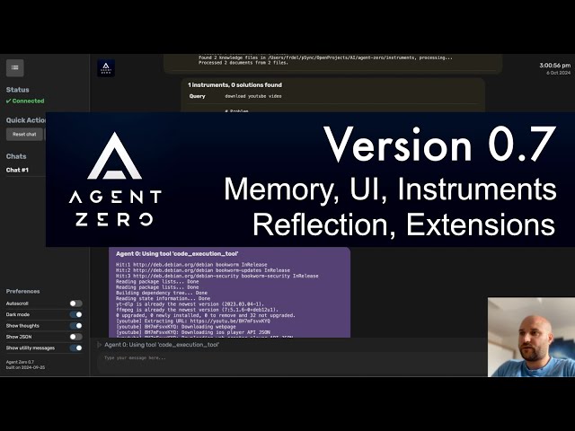 Agent Zero 🤖 v0.7 - Memory, UI, Reflection, Instruments