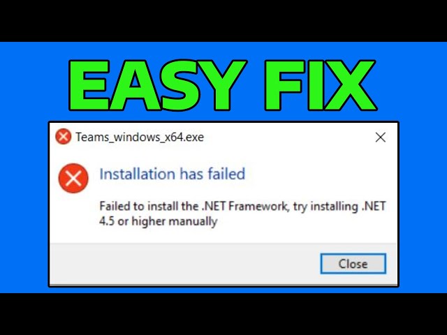 How To Fix Microsoft .NET Framework 4.5 Installation Failed