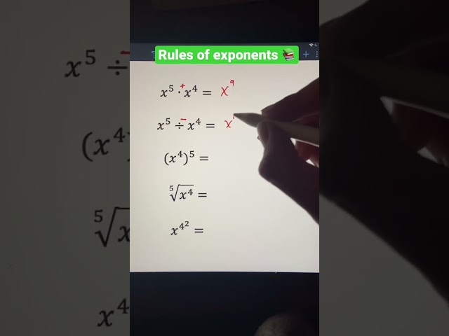 Rules of Exponents (Multiplying, Dividing, Roots) Algebra with JusticeTheTutor #math #shorts