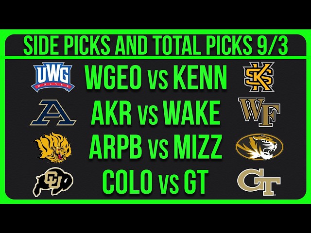 College Football Picks Today 9/3/26 CFB NCAAF Week 1 Betting Picks and Predictions (2/3)