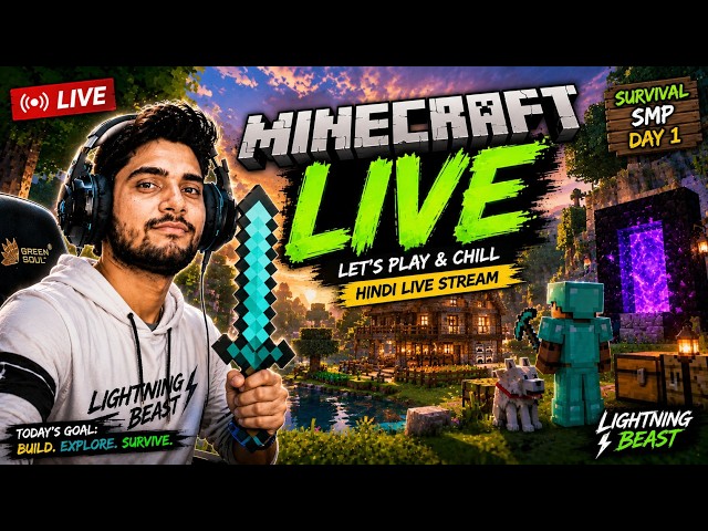 ⚡ LIGHTNING BEAST LIVE 🔥 | Minecraft Survival Adventure Begins! ⛏️| lightning beast