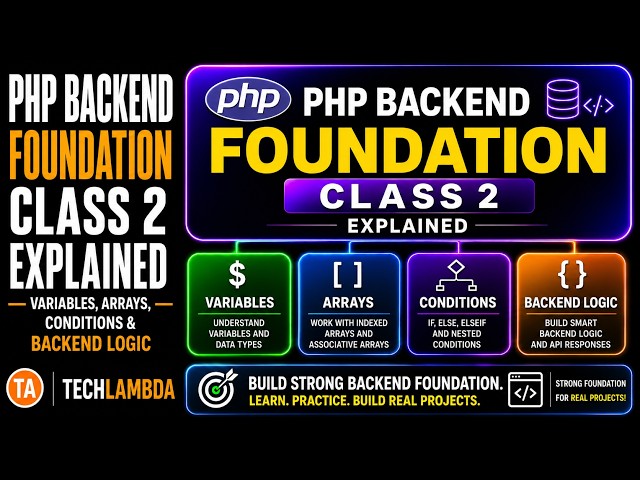PHP Backend Foundation Class 2 Explained | Variables, Arrays, Conditions, and Backend Logic