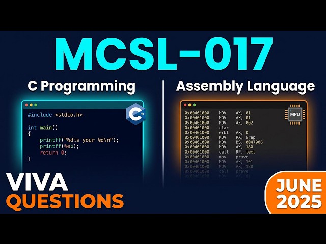 MCSL017 VIVA Questions & Answers | C and Assembly Language Programming Lab | June 2025