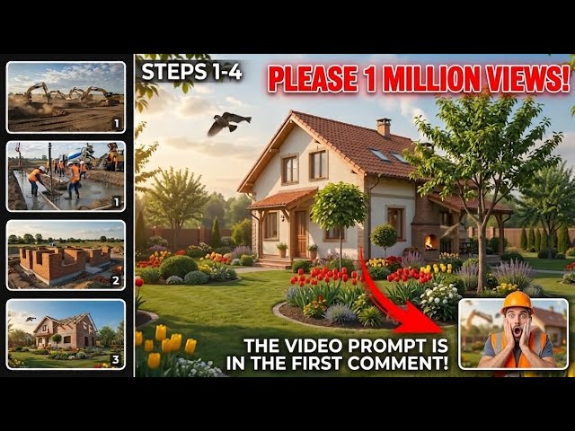 ​Step-by-Step House Building Tutorial! (Full Timelapse) The video prompt is in the first comment 🏠