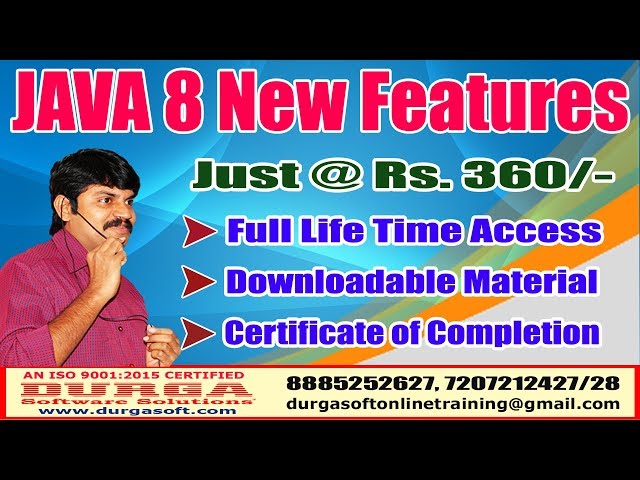 DURGASOFT Java 8 New Features Videos Just @ Rs 360/-