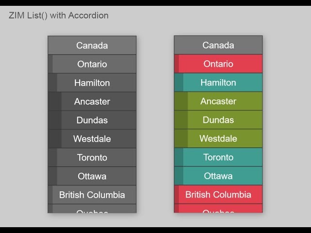 ZIM Bubbling: 93. Accordion & Tip - #HTML #Canvas #JavaScript, #CreateJS, #ZIMjs