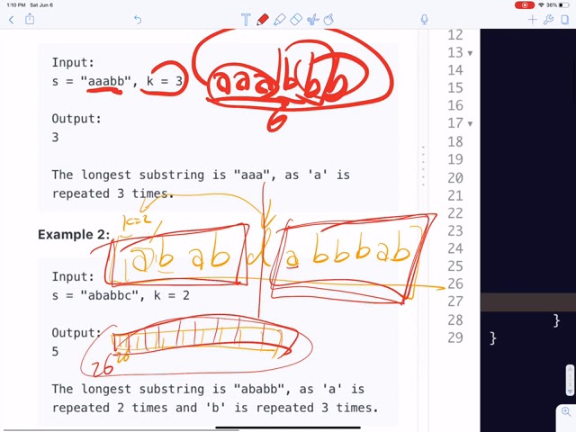 LeetCode 395. Longest Substring with At Least K Repeating Characters | Java | Divide and Conquer - 2