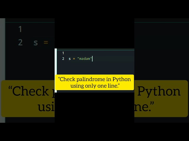 Check Palindrome in Python Using Just 1 Line 🔥#shorts #python #codingshorts #dailycodelearning