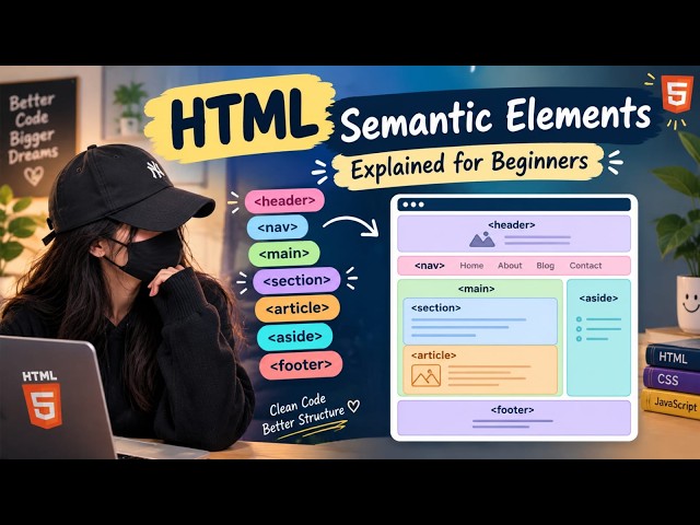HTML Semantic Elements Explained for Beginners | Header, Nav, Main, Section, Article, Aside & Footer