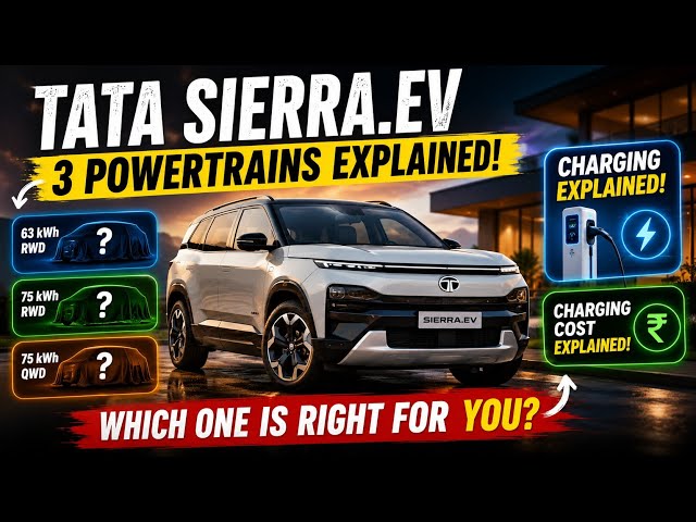 Tata Sierra.EV Explained: 3 Powertrains, Charging & Cost