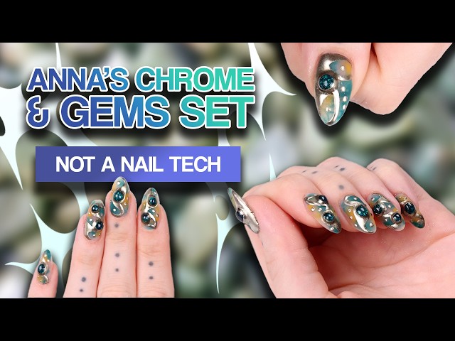 Anna's Chrome + Gems Set 🩶💎 | Nail Art How To
