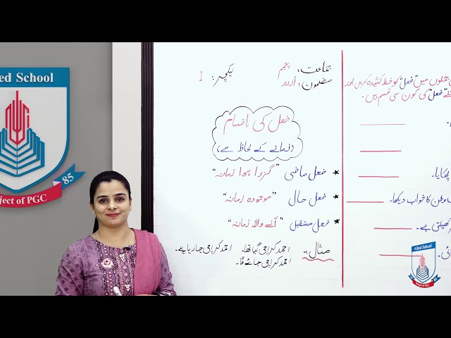 Class 5 - Urdu - Lecture 1 - Hisa Grammar - Fail Ki Iqsam (Zaman e Kay Lihaz Say) Allied School
