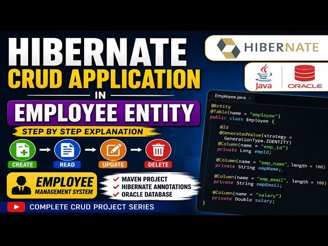 Hibernate CRUD Application in Java | Employee Entity Class Explained | Maven + Oracle Database