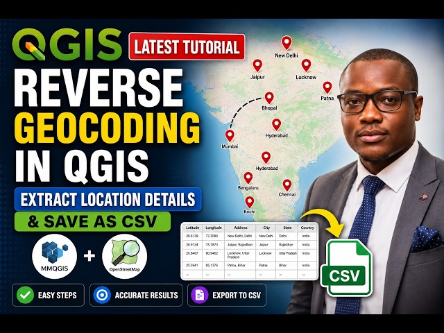 Reverse Geocoding in QGIS (Latest 2026) | Extract Location Details & Save as CSV Using MMQGIS