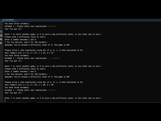 Java Console 24 Points Game