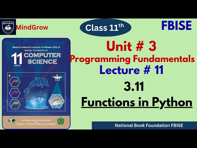 Unit 3 Programming Fundamentals | 3.11 Functions in Python | Class 11 HSSCI Computer Science | FBISE