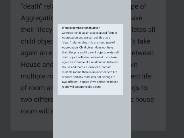 what is composition in java interview questions ❓#viral #education #shorts #short #shortvideo #easy