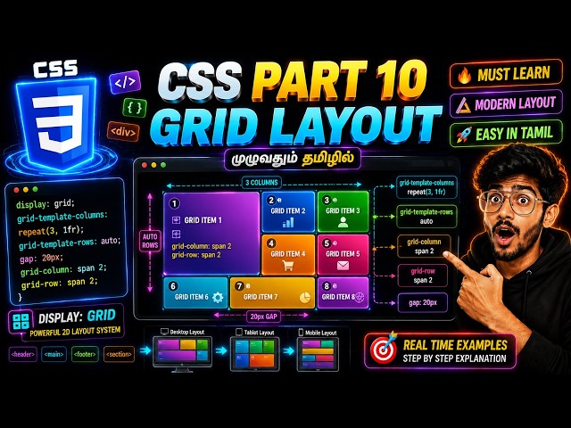 Learn CSS Grid in Tamil || Part 10 || #css #trending #grid #webdevelopment #trending