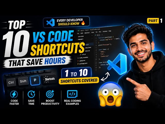 10 VS Code Shortcuts Every Developer Must Know (Code 2X Faster) #vscode