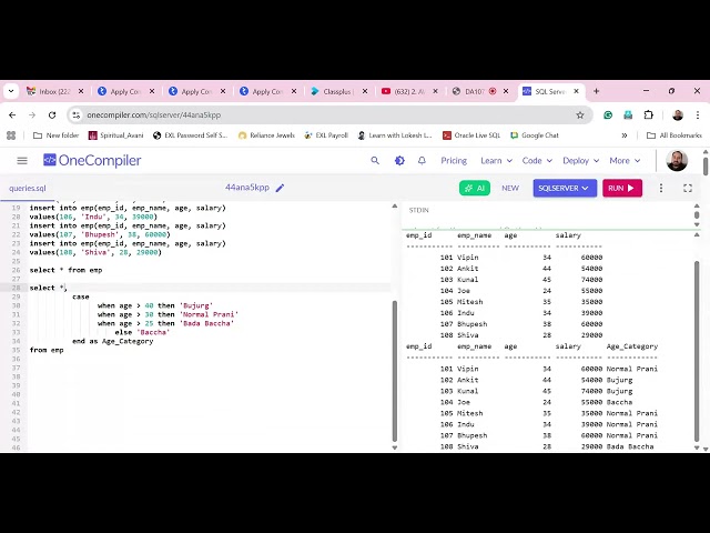 Data Analytics Course Batch 107 SQL Training : Session 6