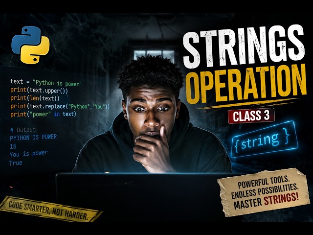 Python Strings Operations Tutorial for Beginners | Class 3 | Master Strings in Python