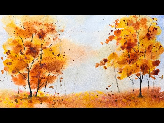 Quick Autumn Watercolor Painting | Simple & Relaxing Beginner Tutorial