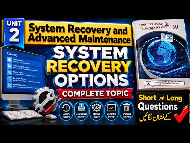 Class 10 Computer Science Chapter 2 | System Recovery Options | Short & Long Questions