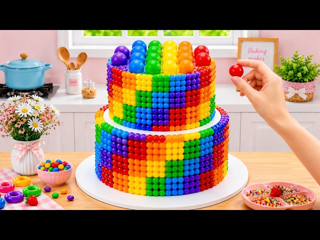 How to Make Rainbow Chocolate Cake 🌈 Super Glossy Drip Cake Tutorial by Cute Mini Cakes