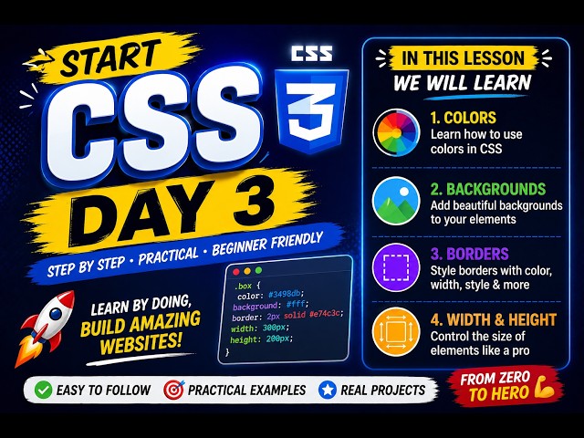 CSS Colors Backgrounds Borders Width & Height  | Master HTML Input with  few lines of CSS