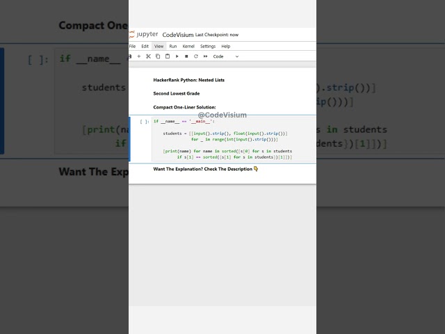 Finding Students with Second Lowest Grade – One-Liner Version #Python #HackerRank #NestedLists