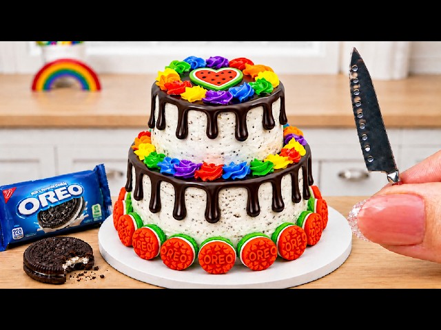 Colorful Mini Rainbow OREO Cake Recipe With Watermelon [4K] 🌈 Satisfying Mini Cake Challenge & ASMR