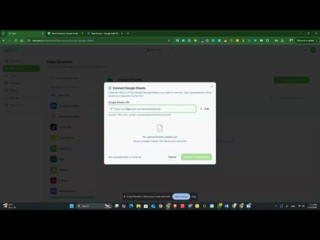 OAuth grant process for spreadsheets.readonly to fetch the data and script.scriptapp