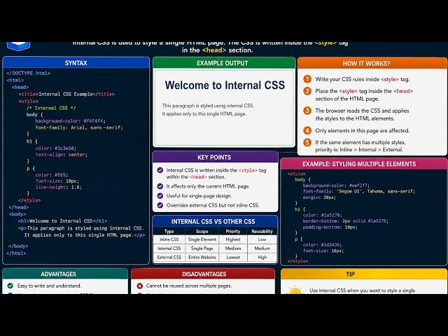 Internal CSS Tutorial  | CSS for Beginners|How to Use Internal CSS in HTML