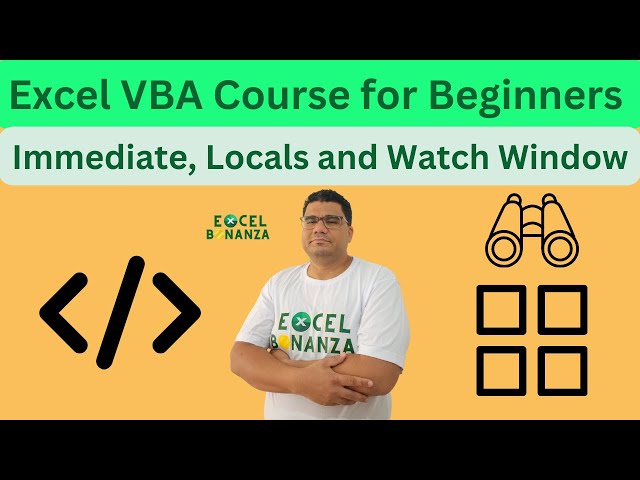 immediate, locals and watch window in visual basic for applications (VBA) | Excel VBA Course 09