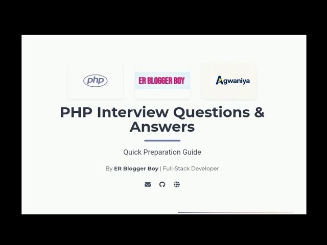 PHP Interview Questions & Answers | Quick Preparation Guide |Developed by Parvendra kumar  🚀