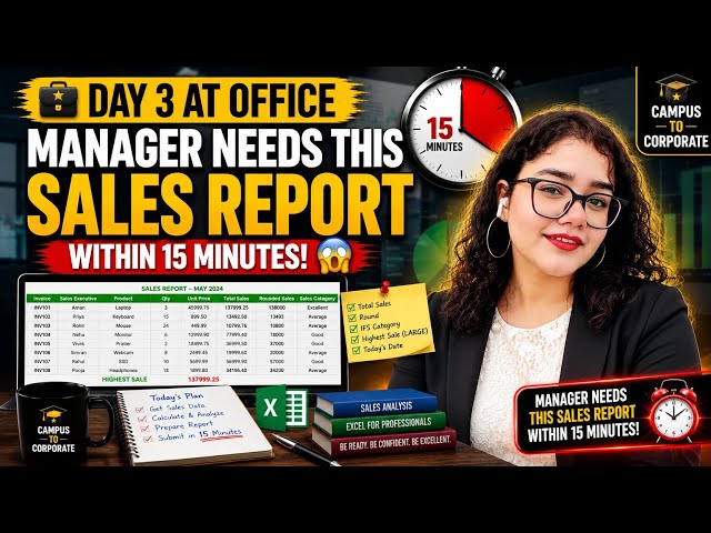 Day 3 at Office 😱 | Manager Needs This Sales Report in 15 Minutes! | Real Excel Challenge