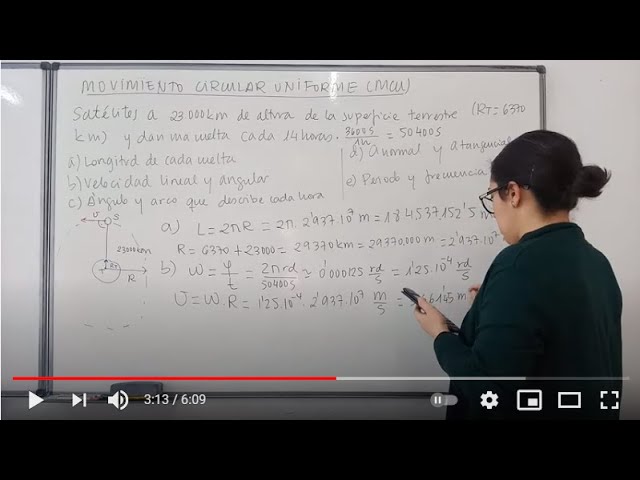 Ejercicio de movimiento circular uniforme (M.C.U.)