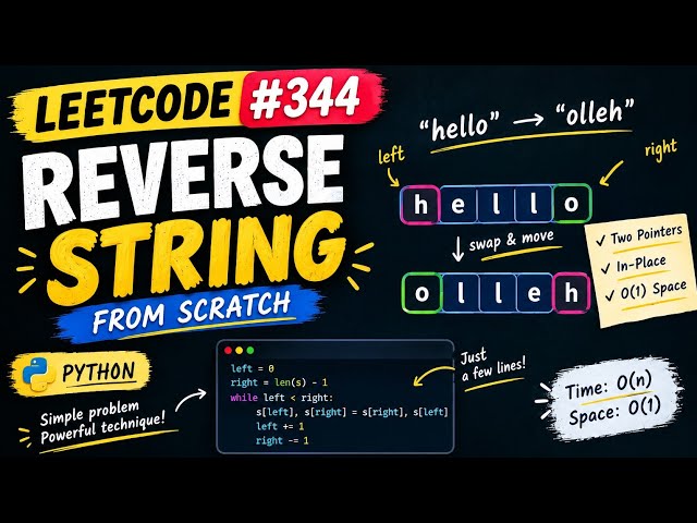 LeetCode #344: Reverse String Explained | Two Pointers | Python