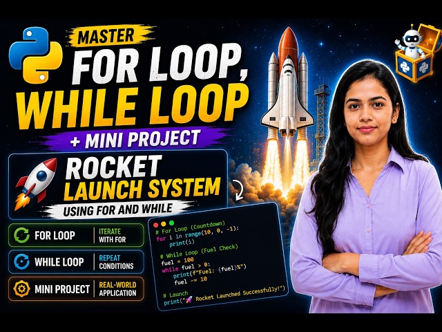 Python For Loop & While Loop Explained with Rocket Launch Project | English