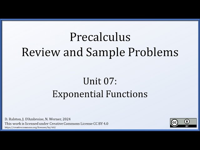 Precalculus - Sample Problems 07 - Exponential Functions