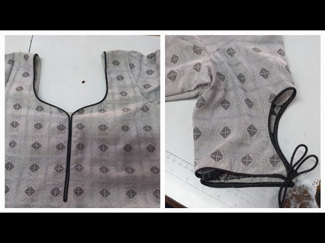 Piping front neck and sleeves  design|| Full stiching method of piping dress||
