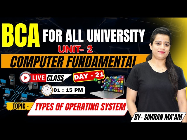 #bca BCA For All University | Unit-2 Computer Fundamental | Types of Operating System | Day-21