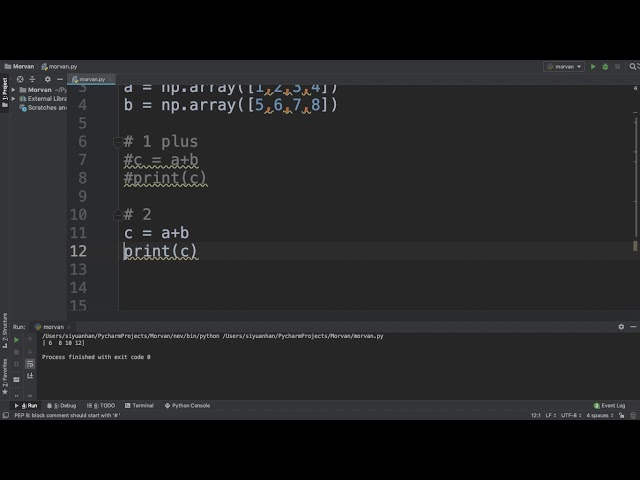 Numpy Array Operators