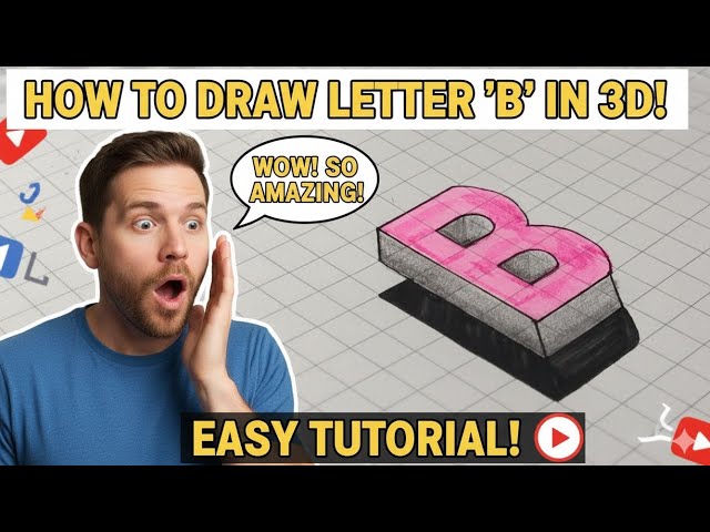 How to Draw a 3D Letter B in Paper (Easy Trick Art) 